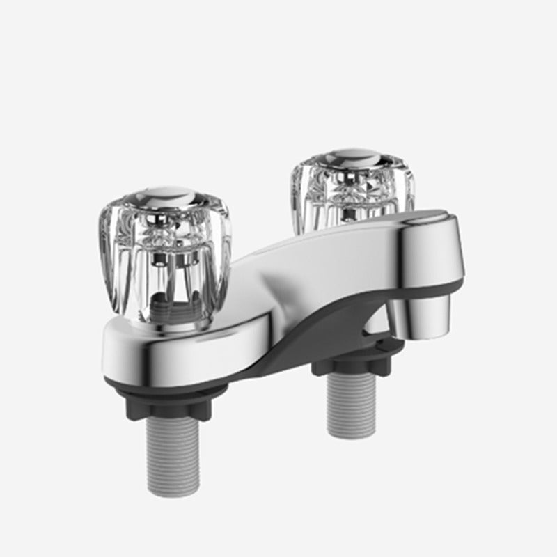 4 In. Centerset 2 - Hole Double Handle Deck Mount Bathroom Sink Faucet With Plastic Handle in Polished Chrome - BUILDMYPLACE