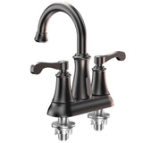 4 In. Centerset 2 - Hole Double Handle Deck mount Bathroom Sink Faucet With Stainless Steel Spout & Pop - up in Oil Rubbed Bronze - BUILDMYPLACE