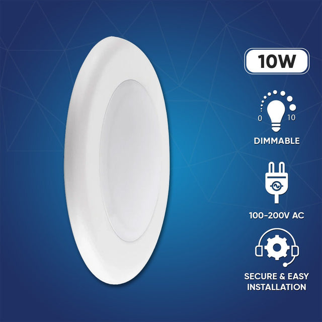 4 Inch LED Disk Downlight, 10W, 5CCT Changeable:2700K/3000K/3500K/4000K/5000K, 120V AC, Damp Rated - BUILDMYPLACE