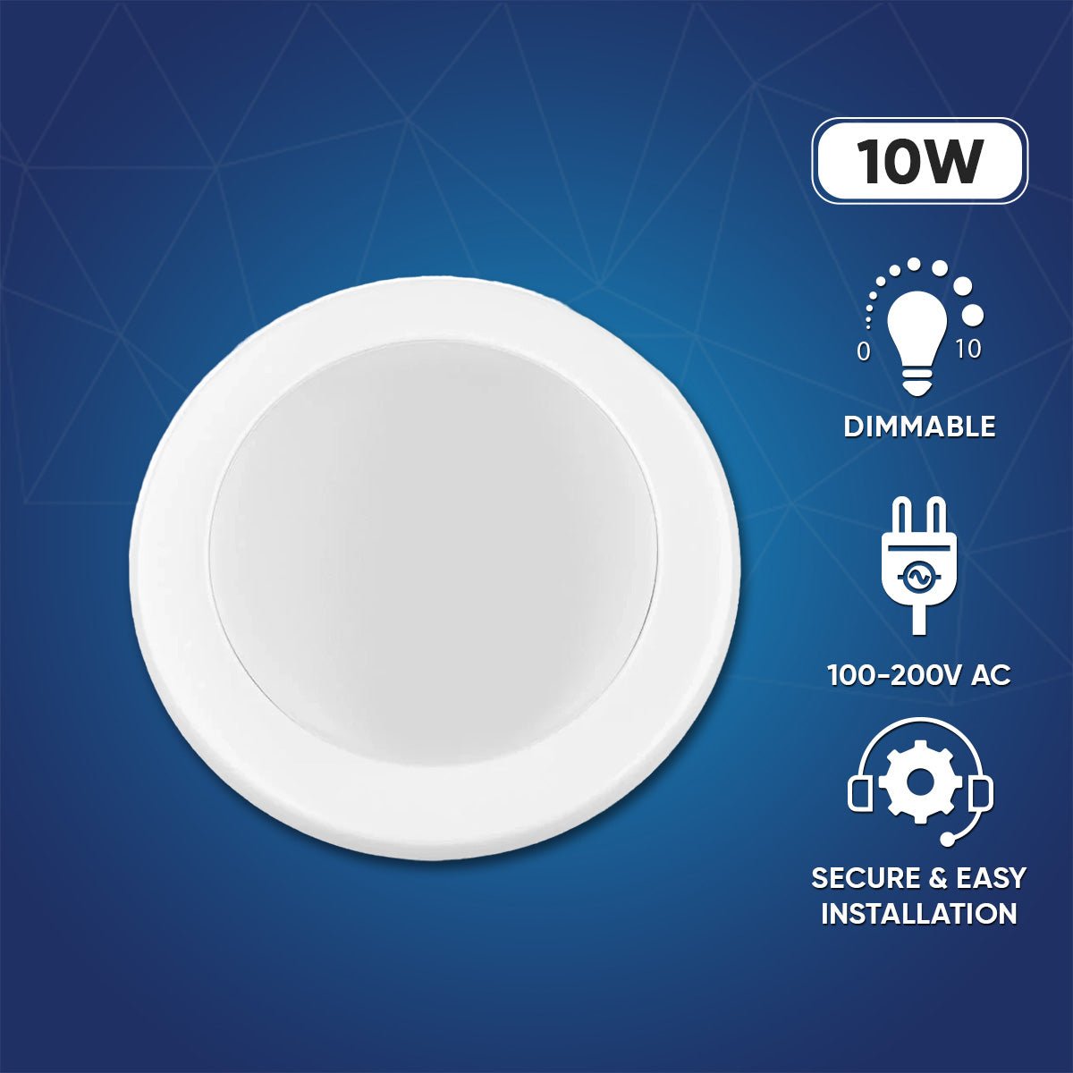 4 Inch LED Disk Downlight, 10W, 5CCT Changeable:2700K/3000K/3500K/4000K/5000K, 120V AC, Damp Rated - BUILDMYPLACE