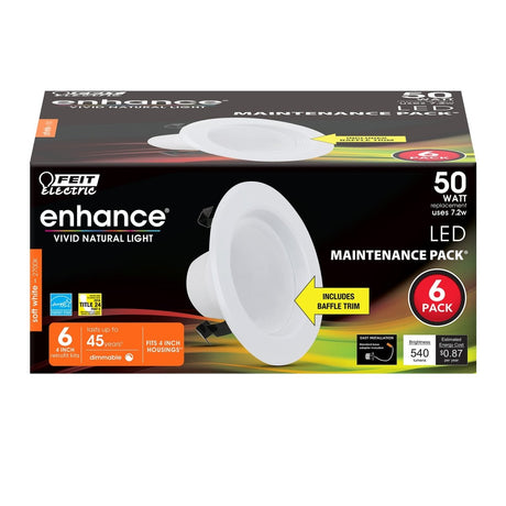 4 Inch LED Recessed Downlight, 7.2 Watts, Standard Base Adapter, 540 Lumens - BUILDMYPLACE