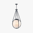 4 - Light Chandelier Light Fixture Black Finish Hardware with Black Rope and Translucency whilte glass ,E12 Base - BUILDMYPLACE