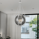 4 - Light Chandelier Light Fixture Black Textured White Finish Hardware with White Rope and Clear Glass ,E12 Base - BUILDMYPLACE