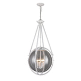 4 - Light Chandelier Light Fixture Black Textured White Finish Hardware with White Rope and Clear Glass ,E12 Base - BUILDMYPLACE