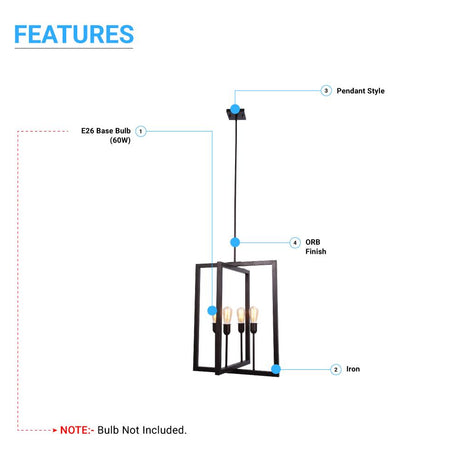 4 - Light Modern Pendant Light Fixture, E26 Base - BUILDMYPLACE