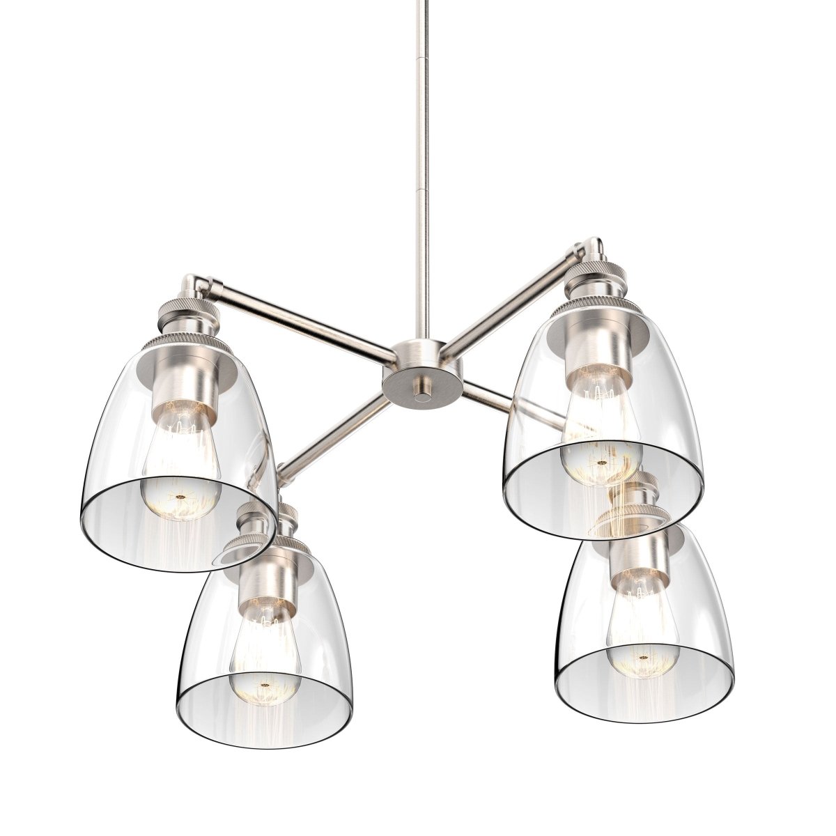 4 - Lights Chandelier Lighting Fixture, Clear Glass Chandelier for Kitchen, Coffee Bar, E26 Base - BUILDMYPLACE