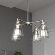 4 - Lights Chandelier Lighting Fixture, Clear Glass Chandelier for Kitchen, Coffee Bar, E26 Base - BUILDMYPLACE