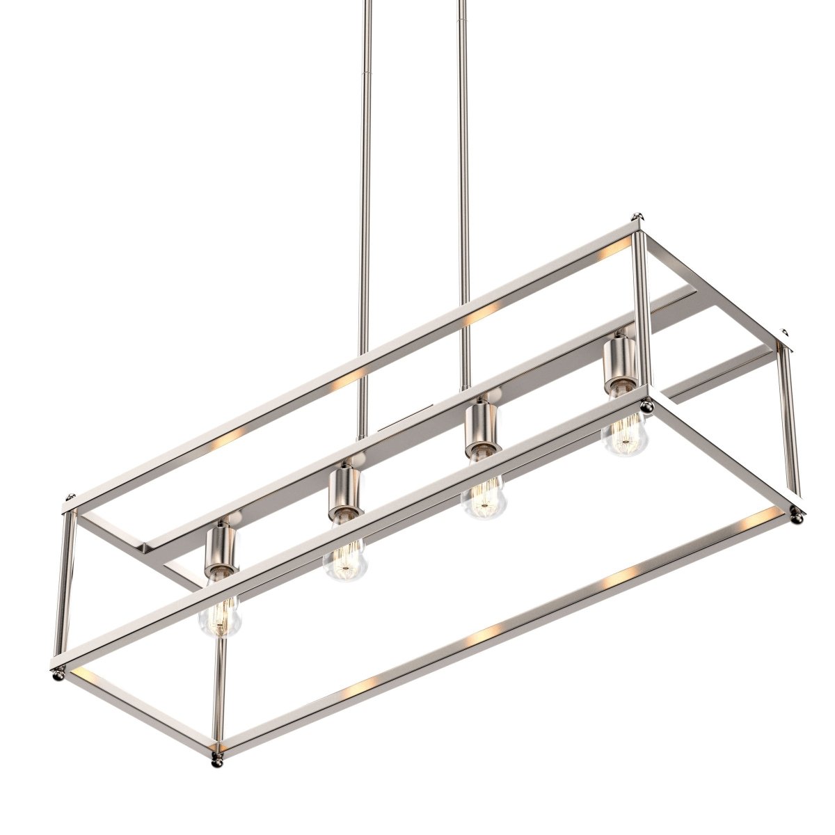4 - Lights Linear Chandelier Light, For Damp Location, Open Frame Rectangle Chandeliers, E26 Base, UL Listed, 3 Years Warranty - BUILDMYPLACE