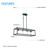 4 - Lights Linear Chandelier Light, For Damp Location, Open Frame Rectangle Chandeliers, E26 Base, UL Listed, 3 Years Warranty - BUILDMYPLACE