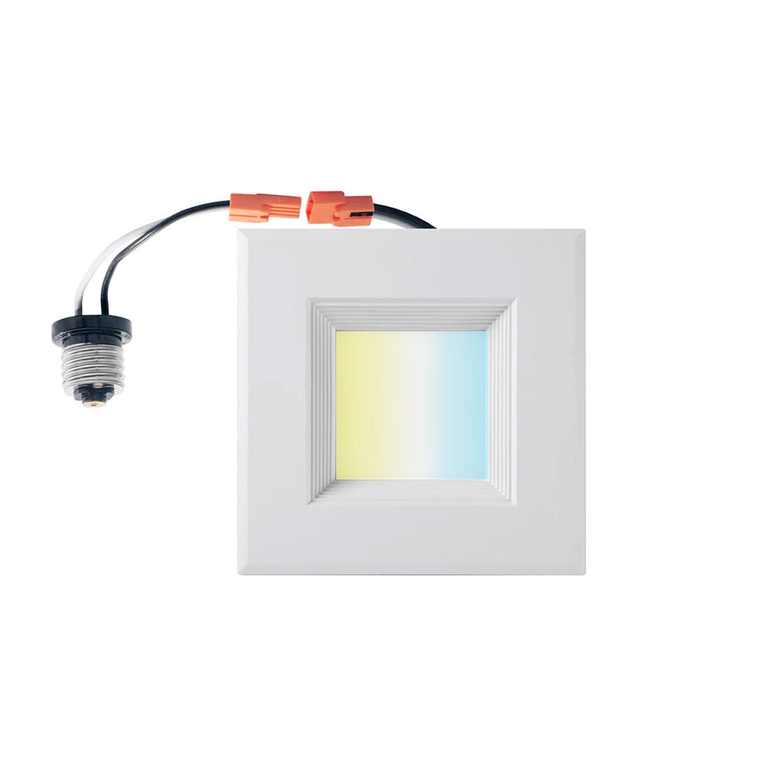 4" Square LED Downlight, 10W, 5CCT Changeable: 2700K/3000K/3500K/4000K/5000K, 120V AC, Baffle Aluminum Trim, Damp Rated - BUILDMYPLACE