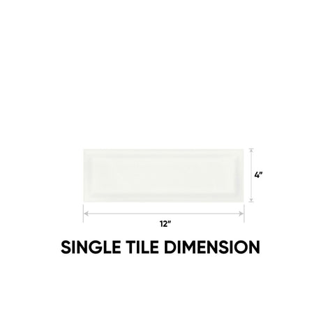 4 x 12 in. Soho Canvas White Beveled Glossy Pressed Glazed Ceramic Wall Tile - BUILDMYPLACE