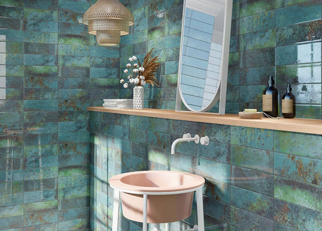 4" X 12" Marza Aqua Glossy Green Subway Tile (11.33SQ FT/CTN) - BUILDMYPLACE