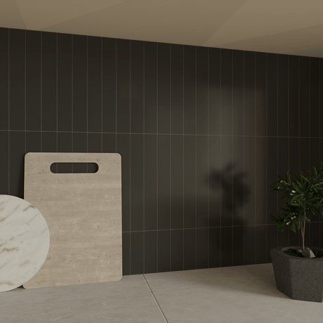 4 x 16 in Soho Retro Black Matte Pressed Glazed Ceramic Tile - BUILDMYPLACE