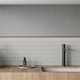 4 x 16 in. Soho Vintage Grey Glossy Pressed Glazed Ceramic Wall Tile - BUILDMYPLACE