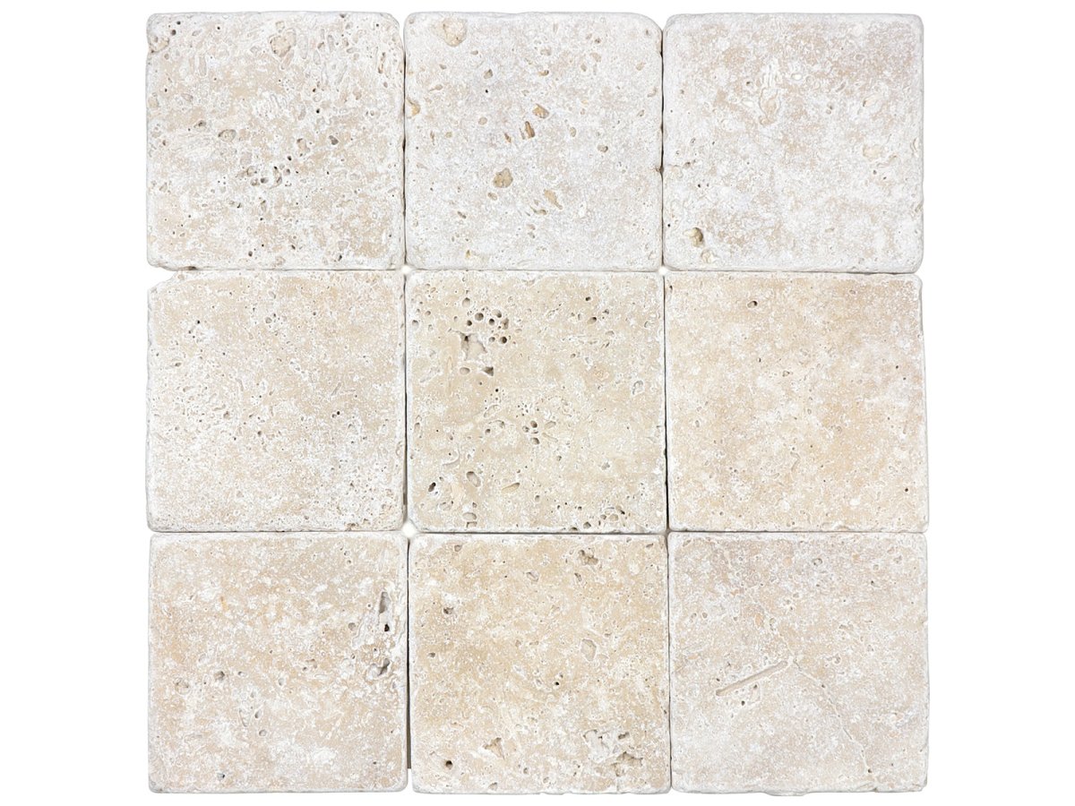 4 X 4 In Ivory Tumbled Travertine - BUILDMYPLACE