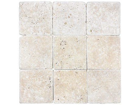 4 X 4 In Ivory Tumbled Travertine - BUILDMYPLACE