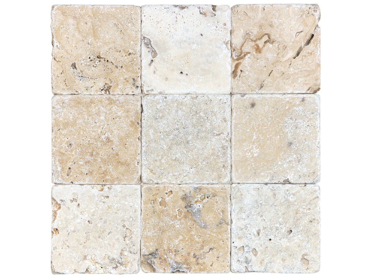 4 X 4 In Picasso Tumbled Travertine - BUILDMYPLACE