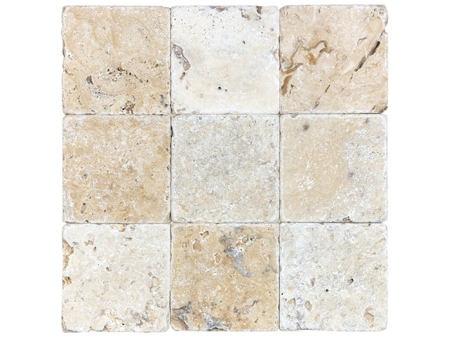 4 X 4 In Picasso Tumbled Travertine - BUILDMYPLACE