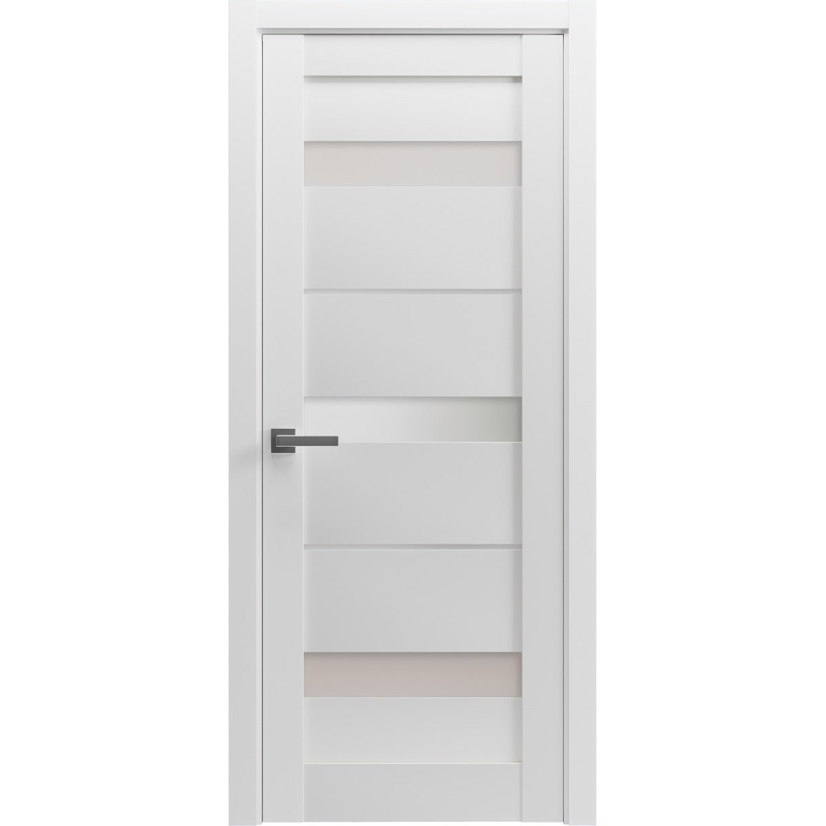 Pantry Kitchen Lite Door with Hardware | Quadro 4055 White Silk with Frosted Glass | Single Panel Frame Trims | Bathroom Bedroom Sturdy Doors