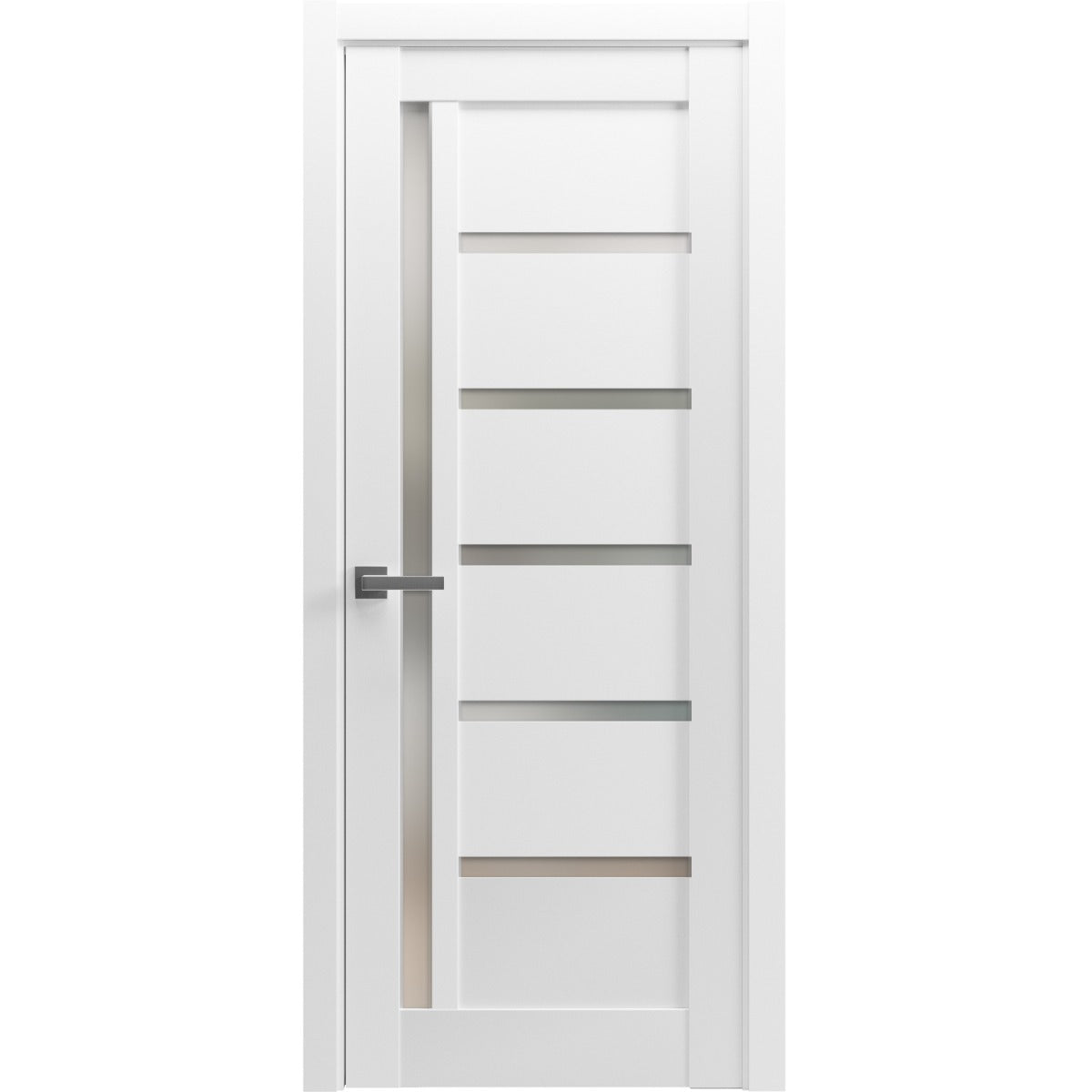 Pantry Kitchen Lite Door with Hardware | Quadro 4088 White Silk with Frosted Glass | Single Panel Frame Trims | Bathroom Bedroom Sturdy Doors