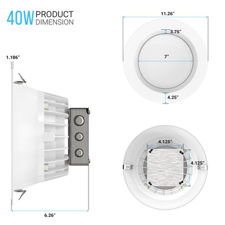 40W 10 Inch Commercial LED Recessed Lighting: 3000LM, 5000K Daylight, Junction Box, Dimmable, ETL & Energy Star Listed - BUILDMYPLACE