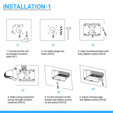 40W Rotatable LED Wall Pack Lights - Bronze - 5700K - 5,341 Lumens - DLC Qualified Outdoor Wall Light Fixture - BUILDMYPLACE