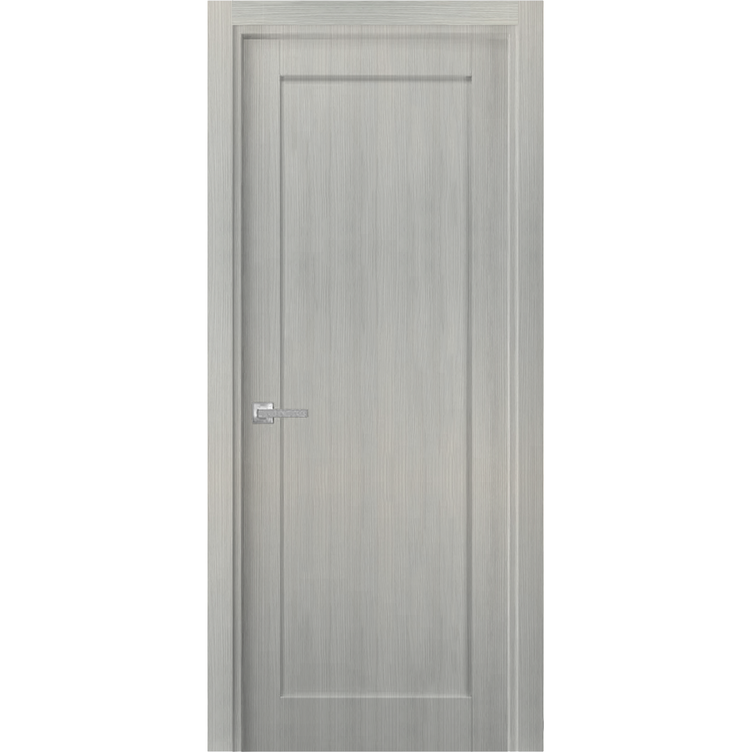 Pantry Kitchen Door with Hardware | Quadro 4111 Grey Ash | Single Panel Frame Trims | Bathroom Bedroom Sturdy Doors