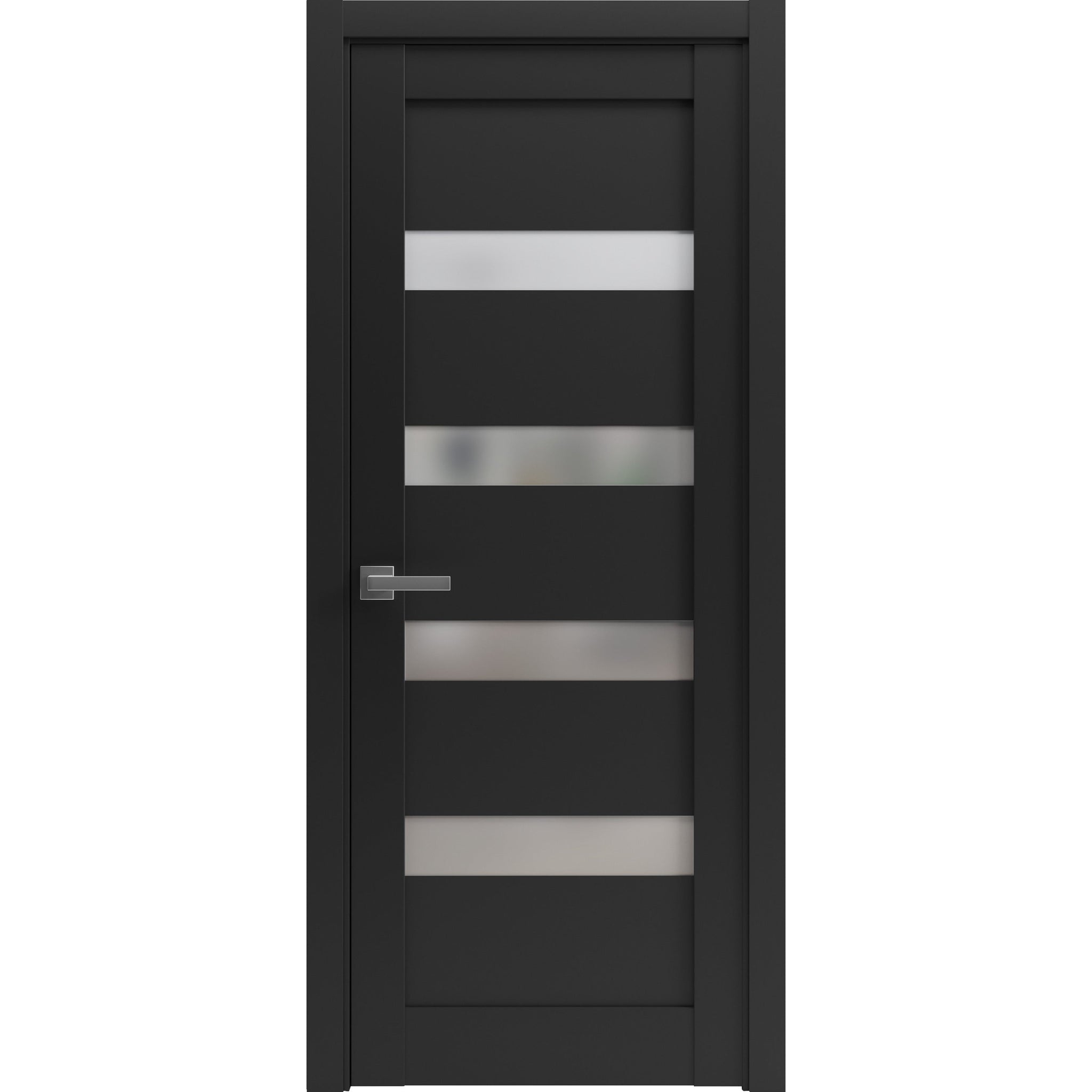 Pantry Kitchen Lite Door with Hardware | Quadro 4113 Matte Black with Frosted Glass | Single Panel Frame Trims | Bathroom Bedroom Sturdy Doors