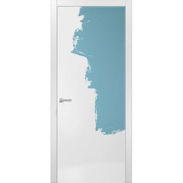 Modern Wood Interior Door with Hardware | Planum 0010 Primed | Single Panel Frame Trims | Bathroom Bedroom Sturdy Doors