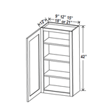 42 inch Wall Cabinet - 09W x 42H x 12D - Aria Shaker Espresso - BUILDMYPLACE