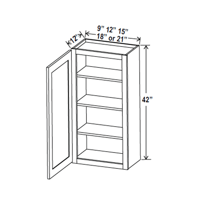 42 inch Wall Cabinet - 09W x 42H x 12D - Aria Shaker Espresso - BUILDMYPLACE