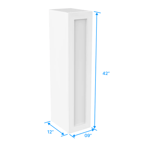 42 inch Wall Cabinet - 09W x 42H x 12D - Aria White Shaker - BUILDMYPLACE