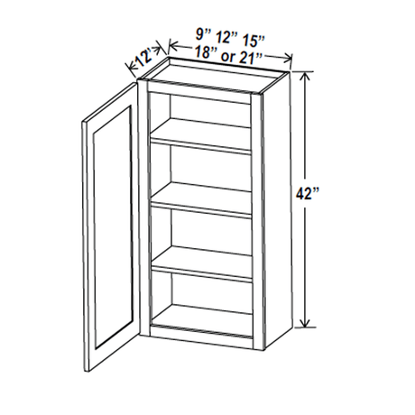 42 inch Wall Cabinet - 12W x 42H x 12D - Aria Shaker Espresso - BUILDMYPLACE