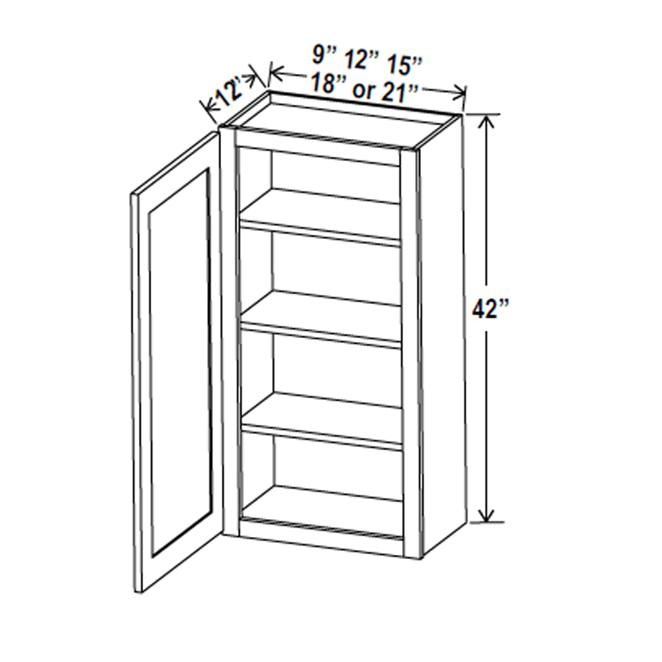 42 inch Wall Cabinet - 12W x 42H x 12D - Aria Shaker Espresso