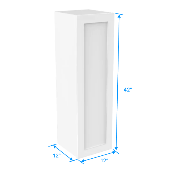 42 inch Wall Cabinet - 12W x 42H x 12D - Aria White Shaker - RTA - BUILDMYPLACE