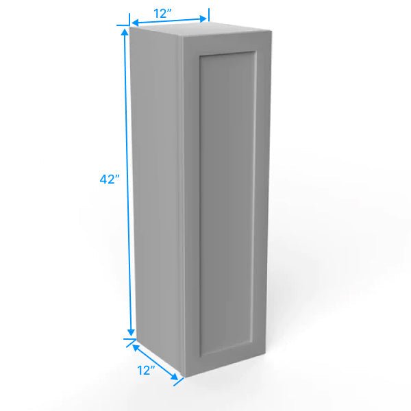 42 inch Wall Cabinet - 12W x 42H x 12D - Grey Shaker Cabinet - RTA - BUILDMYPLACE