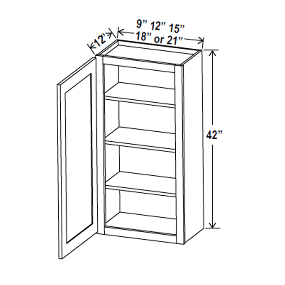 42 inch Wall Cabinet - 15W x 42H x 12D - Aria Shaker Espresso