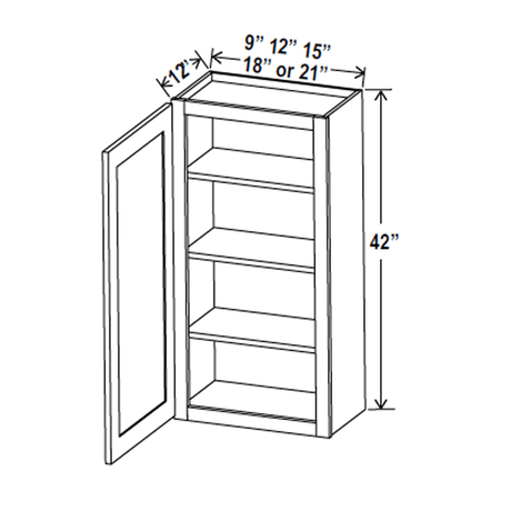 42 inch Wall Cabinet - 15W x 42H x 12D - Aria Shaker Espresso - RTA - BUILDMYPLACE