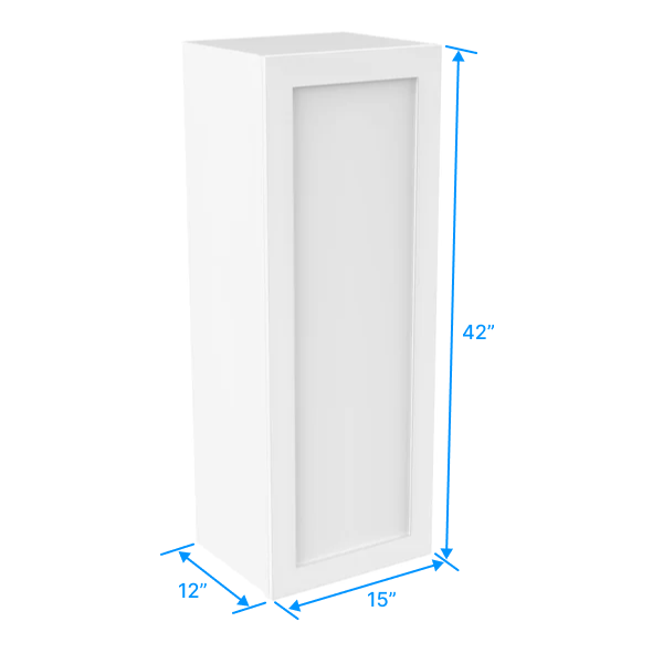 42 inch Wall Cabinet - 15W x 42H x 12D - Aria White Shaker - BUILDMYPLACE