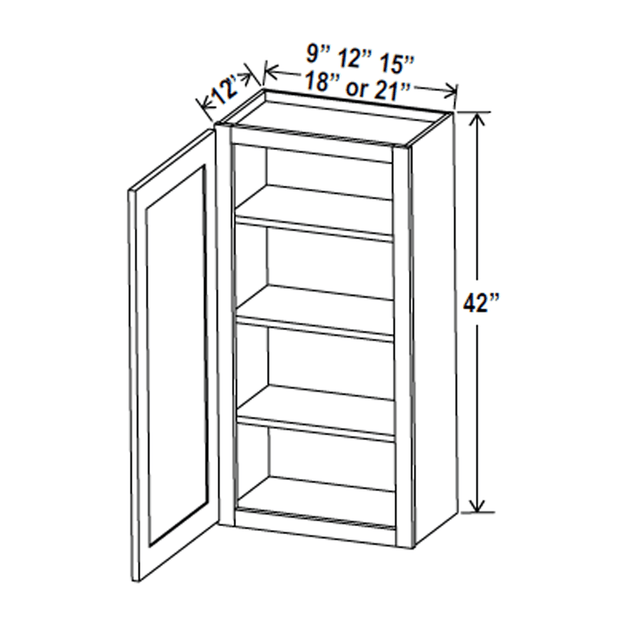 42 inch Wall Cabinet - 15W x 42H x 12D - Aspen Charcoal Grey - BUILDMYPLACE