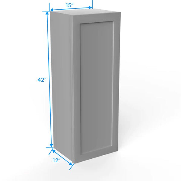 42 inch Wall Cabinet - 15W x 42H x 12D - Grey Shaker Cabinet - BUILDMYPLACE