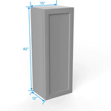 42 inch Wall Cabinet - 15W x 42H x 12D - Grey Shaker Cabinet - RTA - BUILDMYPLACE