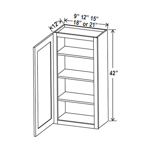 42 inch Wall Cabinet - 18W x 42H x 12D - Aria Shaker Espresso - BUILDMYPLACE