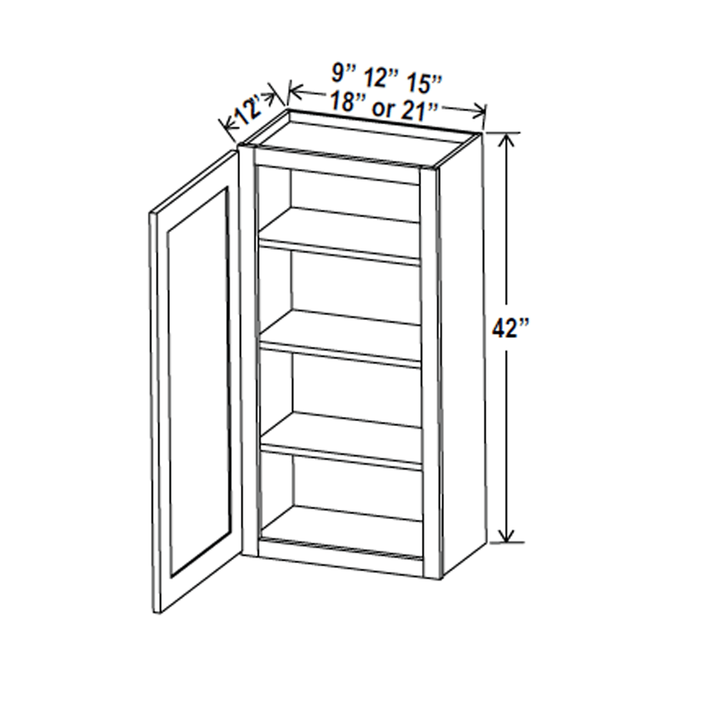 42 inch Wall Cabinet - 18W x 42H x 12D - Aria Shaker Espresso