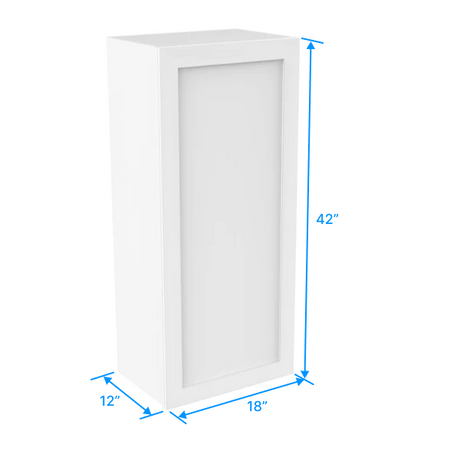 42 inch Wall Cabinet - 18W x 42H x 12D - Aria White Shaker - BUILDMYPLACE