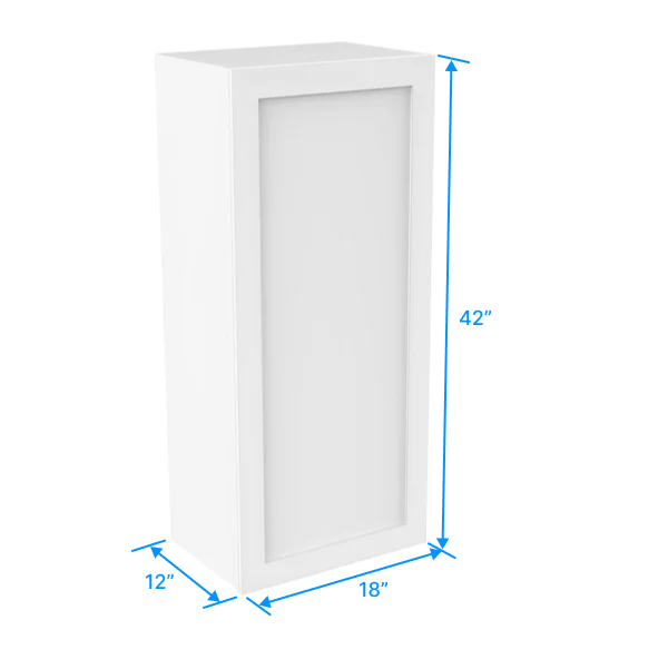 42 inch Wall Cabinet - 18W x 42H x 12D - Aria White Shaker - RTA - BUILDMYPLACE