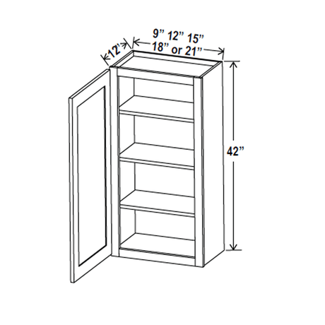 42 inch Wall Cabinet - 18W x 42H x 12D - Aspen Charcoal Grey - RTA - BUILDMYPLACE