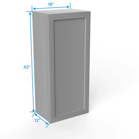 42 inch Wall Cabinet - 18W x 42H x 12D - Grey Shaker Cabinet - BUILDMYPLACE