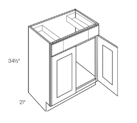 42 Inch Wide 2 Drawer Sink Base Vanity Cabinet - Luxor White Shaker - Ready To Assemble, 42"W x 34.5"H x 21"D - BUILDMYPLACE