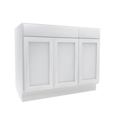 42 Inch Wide 3 Door Base Vanity Cabinet - Luxor White Shaker - Ready To Assemble, 42"W x 34.5"H x 21"D - BUILDMYPLACE